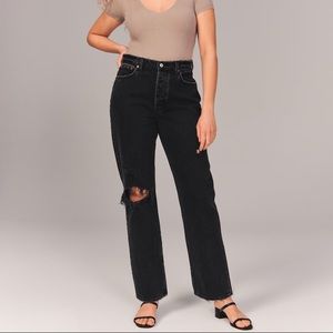 Abercrombie “The Dad” high rise ripped jean